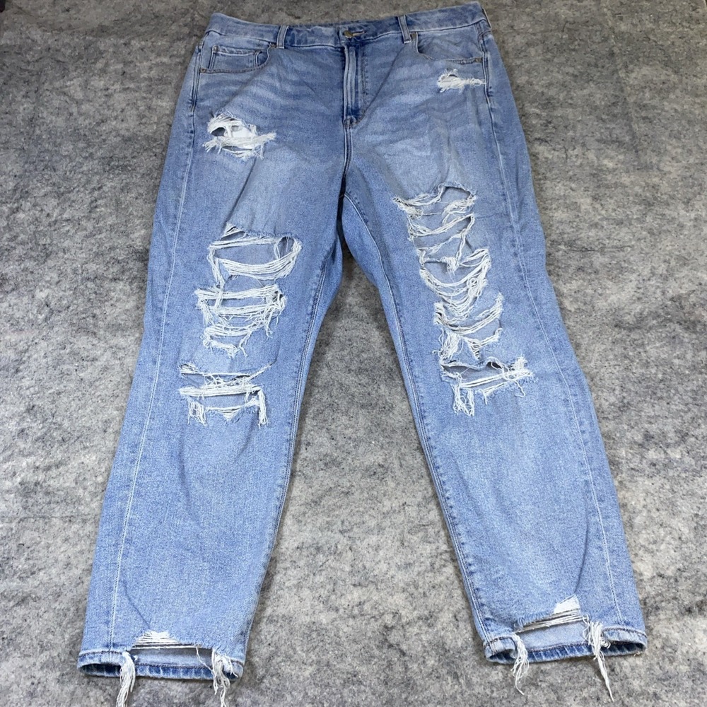 American Eagle Jeans Women's 18‎ Curvy Mom Jean Distressed/Destroyed Y2K Stretch